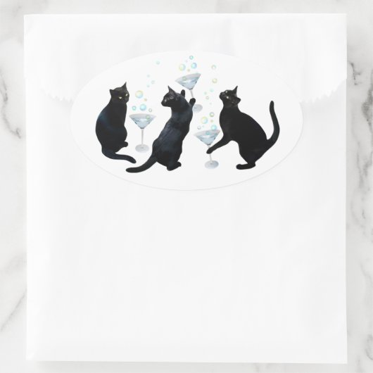 Black Cats Martinis Stickers (Tas)