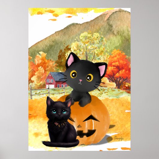 Black Cats “Mommy and Me” Wall Art Poster  (Voorkant)