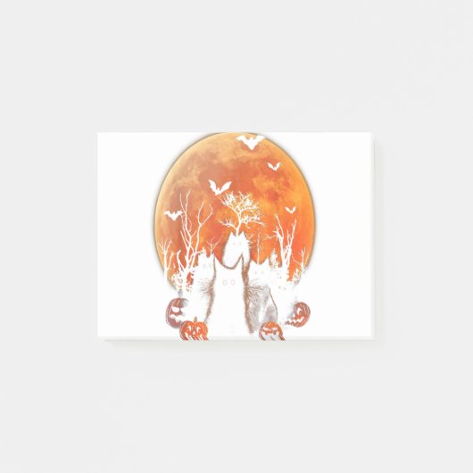 Black Cats Moon Pumpkin Funny Halloween Horror Gif Post-it® Notes (Voorkant)