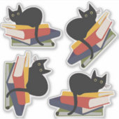 Black Cats on Books Sticker (Voorkant)