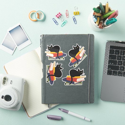 Black Cats on Books Sticker (iPad Cover)