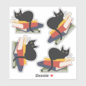 Black Cats on Books Sticker (Vel)
