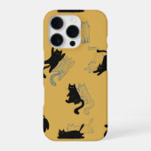 Black Cats on Mustard with Blue Outlines– Modern iPhone Hoesje (Achterkant)