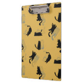 Black Cats on Mustard with Blue Outlines– Modern Klembord (Links)