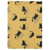 Black Cats on Mustard with Blue Outlines– Modern Klembord (Achterkant)