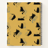 Black Cats on Mustard with Blue Outlines– Modern  Notitieboek (Achterkant)