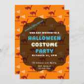 Black Cats on Witches Bezems Sinaasappel Halloween Kaart (Voorkant / Achterkant)