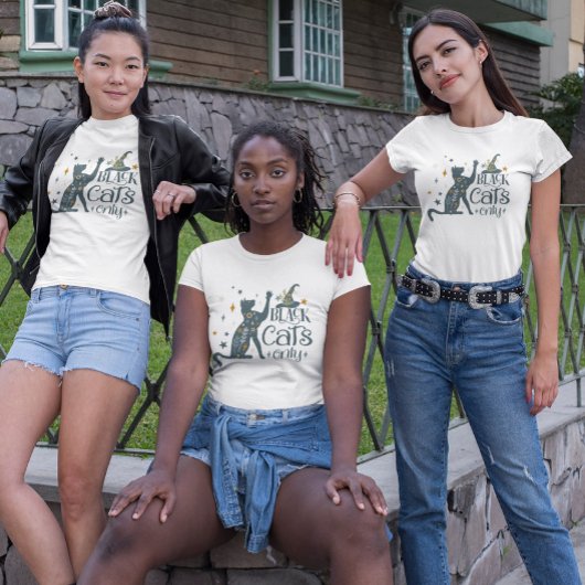 Black Cats Only Halloween Design Cat en Pet T-shirt