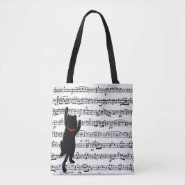 Black Cats op Bladmuziek Canvas tas