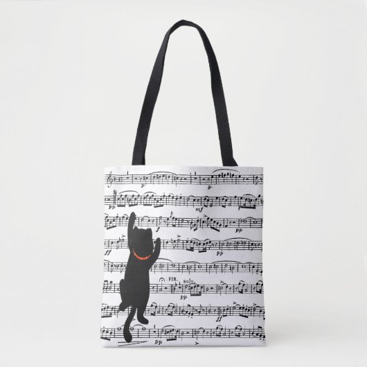 Black Cats op Bladmuziek Canvas tas (Voorkant)