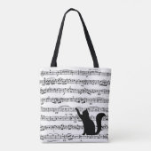 Black Cats op Bladmuziek Canvas tas (Achterkant)