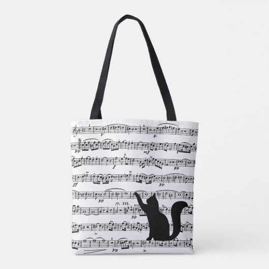 Black Cats op Bladmuziek Canvas tas (Achterkant)