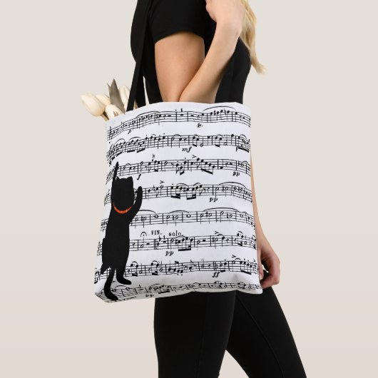 Black Cats op Bladmuziek Canvas tas (Dichtbij)