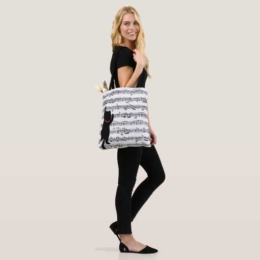 Black Cats op Bladmuziek Canvas tas (Op model)