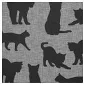 Black Cats Pattern Black en Grey Stof (Swatch)