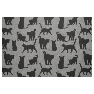 Black Cats Pattern Black en Grey Stof