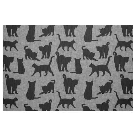 Black Cats Pattern Black en Grey Stof (Fat Quarter)