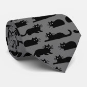 Black Cats Pattern Cool Katten Stropdas (Opgerold)