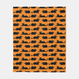 Black Cats Pattern   Katten zwart en Sinaasappel Fleece Deken