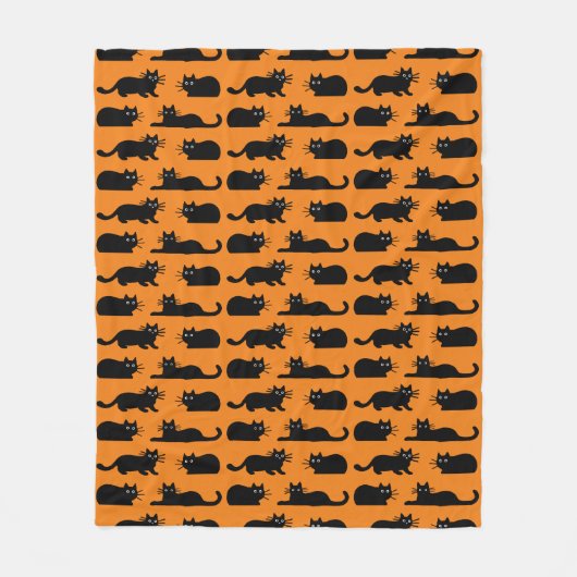Black Cats Pattern | Katten zwart en Sinaasappel Fleece Deken (Voorkant)