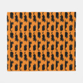 Black Cats Pattern | Katten zwart en Sinaasappel Fleece Deken (Voorkant (Horizontaal))