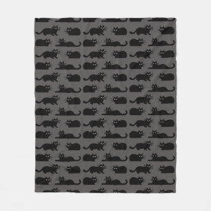 Black Cats Pattern Koel Kat zwart en grijs Fleece Deken