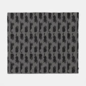 Black Cats Pattern | Koel Kat zwart en grijs Fleece Deken (Voorkant (Horizontaal))