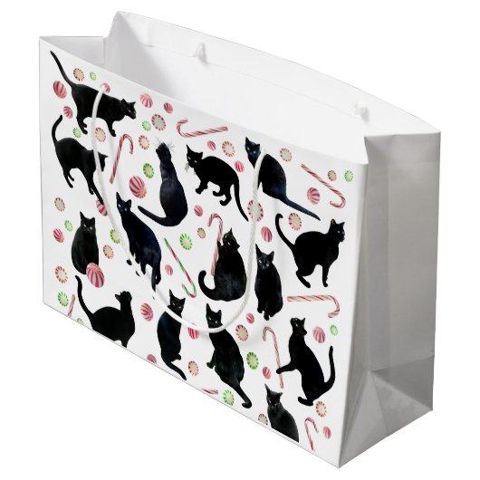 Black Cats Peppermints Gift Bag Groot Cadeauzakje (Achterkant Gekanteld)