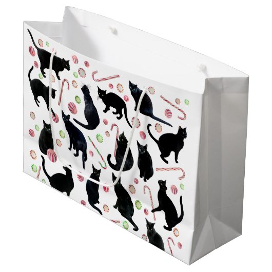 Black Cats Peppermints Gift Bag Groot Cadeauzakje (Voorkant Gekanteld)