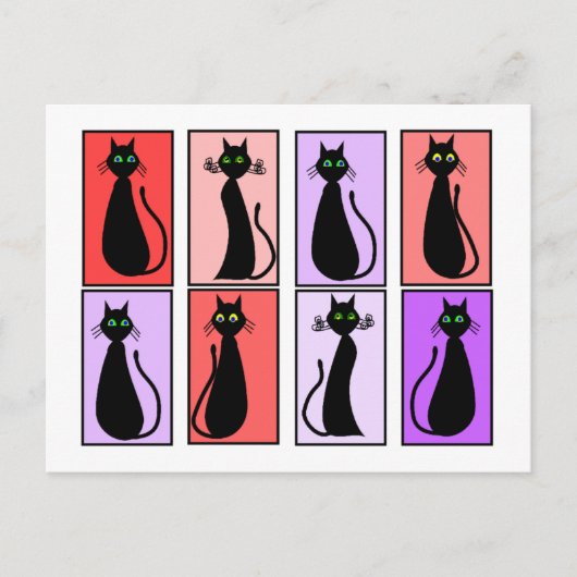 Black Cats Pop Art Gifts Briefkaart (Voorkant)