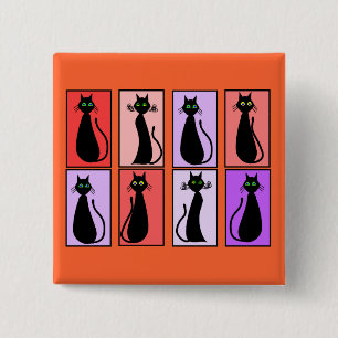 Black Cats Pop Art Gifts Vierkante Button 5,1 Cm