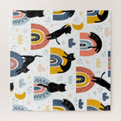 Black Cats Rainbows Fantasy Patroon Legpuzzel (Horizontaal)