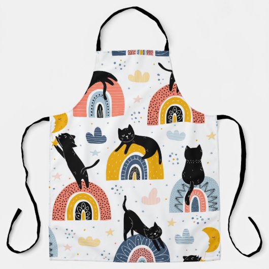 Black Cats Rainbows Fantasy Patroon Schort (Voorkant)