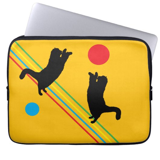 Black Cats Reaching for the Sun Electronics Bag Laptop Sleeve (Voorkant)