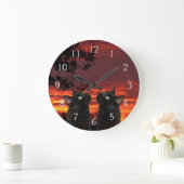 Black Cats Red Sunset Genummerde wandklok (Huis)