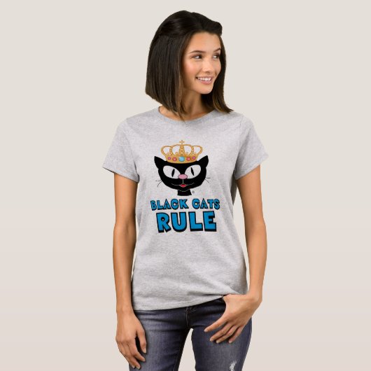 Black Cats Rule Cat Lover T-shirt (Voorkant volledig)