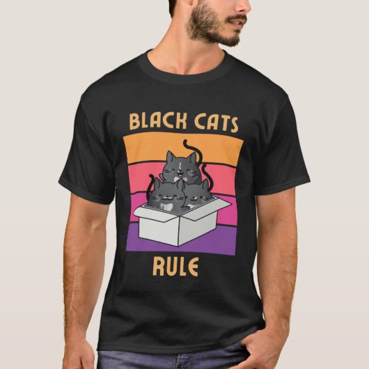 Black Cats Rule  Cute Tuxedo Cats in Box Cozy Myst T-shirt (Voorkant)