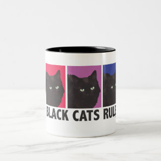 Black Cats RULE! KoffieMok Tweekleurige Koffiemok