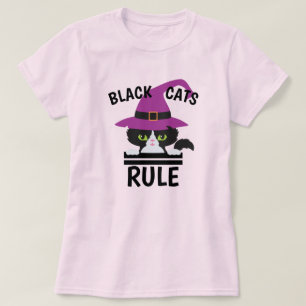 Black Cats Rule Witch Funny Halloween T-shirt