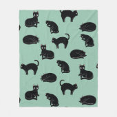 Black Cats Seamless Patroon Fleece Deken (Voorkant)