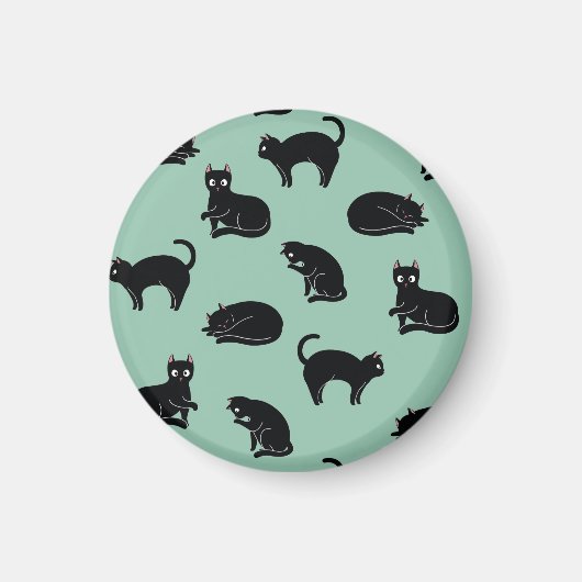 Black Cats Seamless Patroon Magneet (Voorkant)