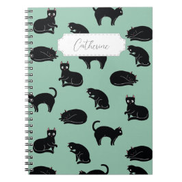 Black Cats Seamless Patroon Notitieboek