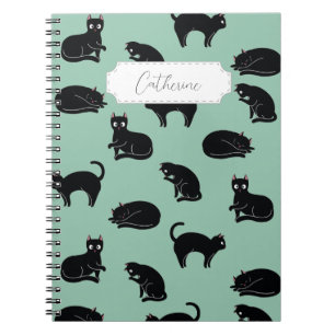 Black Cats Seamless Patroon Notitieboek