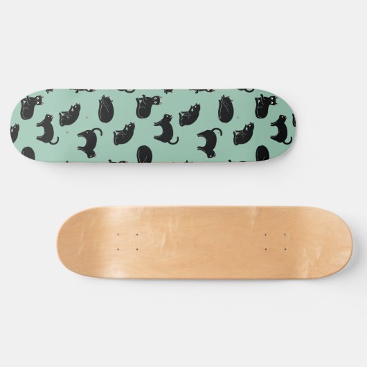 Black Cats Seamless Patroon Persoonlijk Skateboard (Horizontaal)