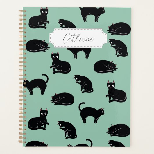 Black Cats Seamless Patroon Planner (Voorkant)