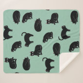 Black Cats Seamless Patroon Sherpa Deken (Voorkant (horizontaal))