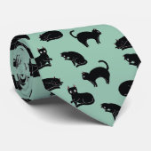 Black Cats Seamless Patroon Stropdas (Opgerold)