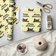 Black Cats Seamless Wrapping Paper voor Halloween