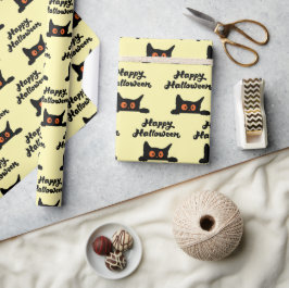 Black Cats Seamless Wrapping Paper voor Halloween Cadeaupapier