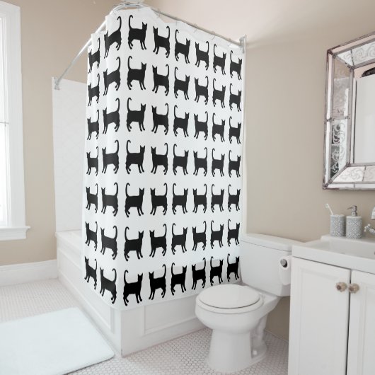 Black Cats Shower Curtain Douchegordijn (In situ)